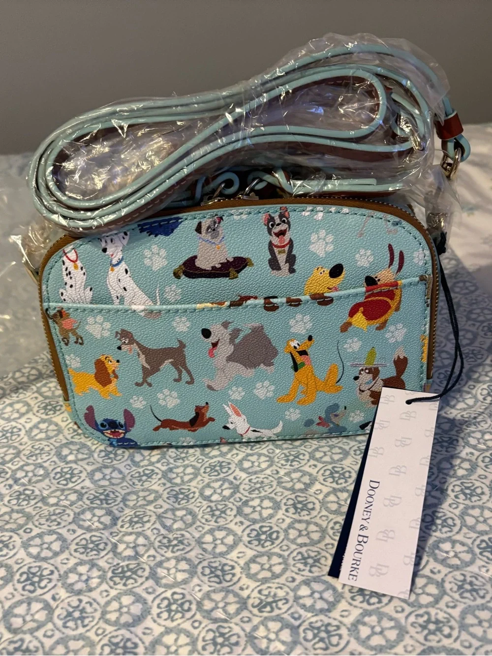 NWT Disney Dooney & Bourke 2017 Dogs Blue Ambler Crossbody Bag Purse Rare